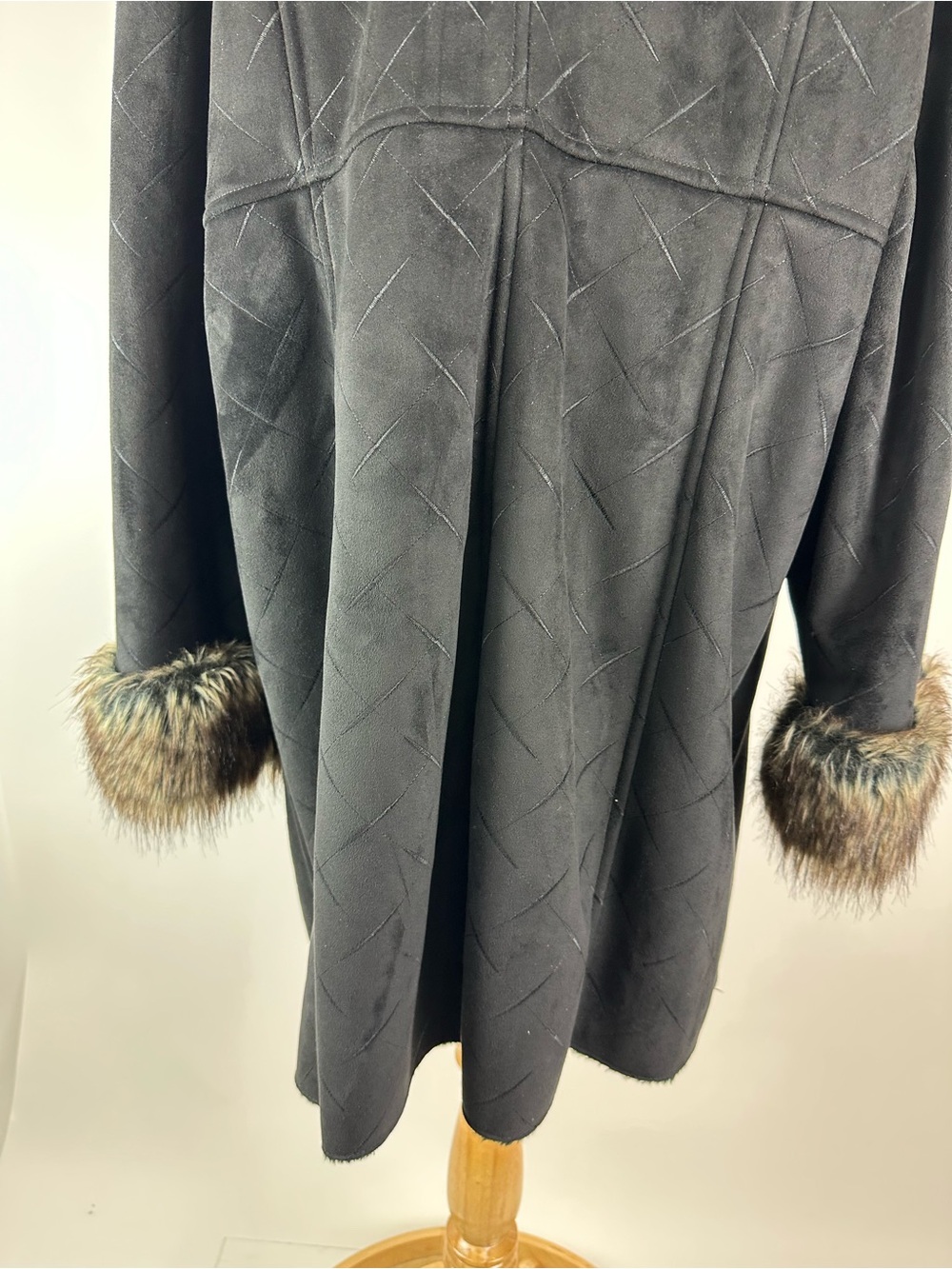 Utex Design Faux Suede Shearling Jacket Faux Fur Trim Size 2X - Picture 12 of 14
